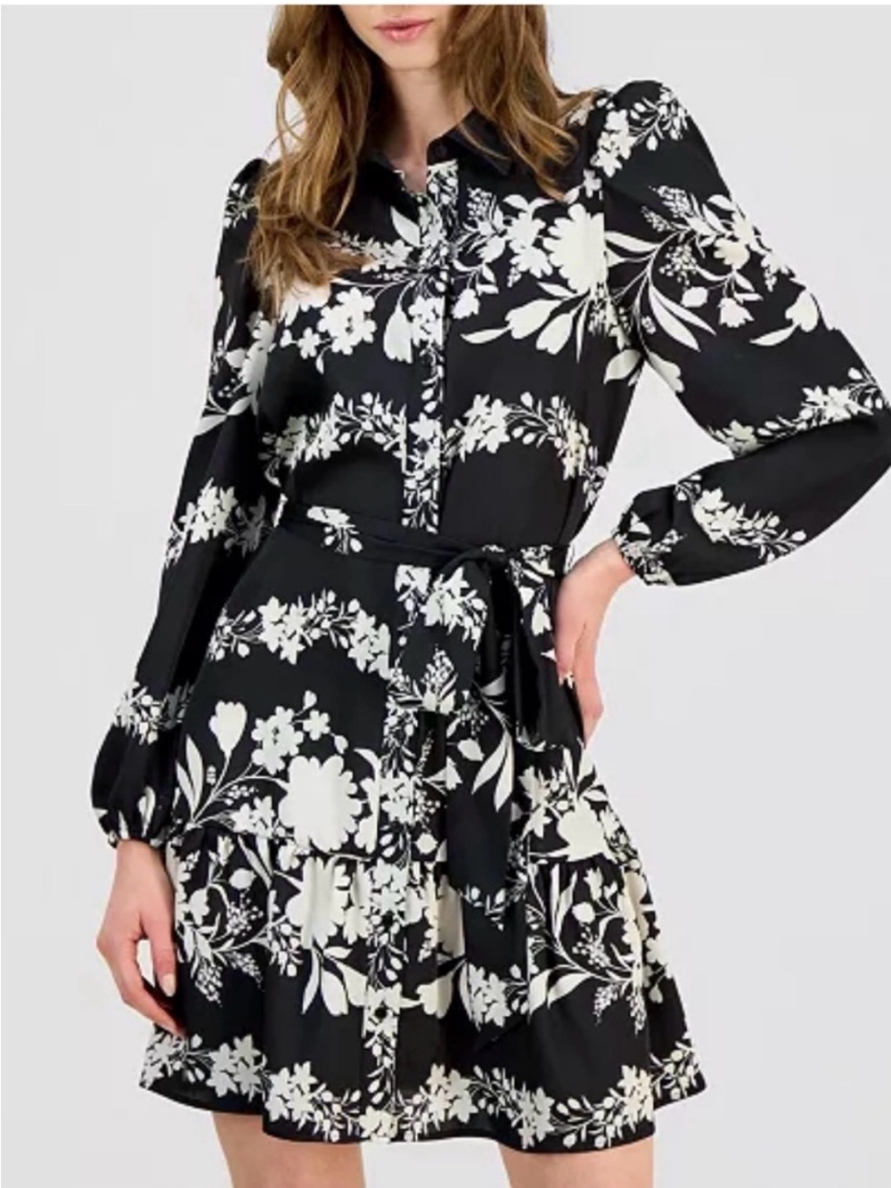 Anna Klein Women's Floral
Tiered-Hem Shirtdress